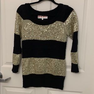 Black and gold sequin sweater